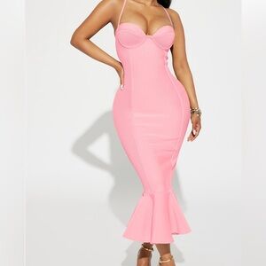Elegant Pink Halter Dress